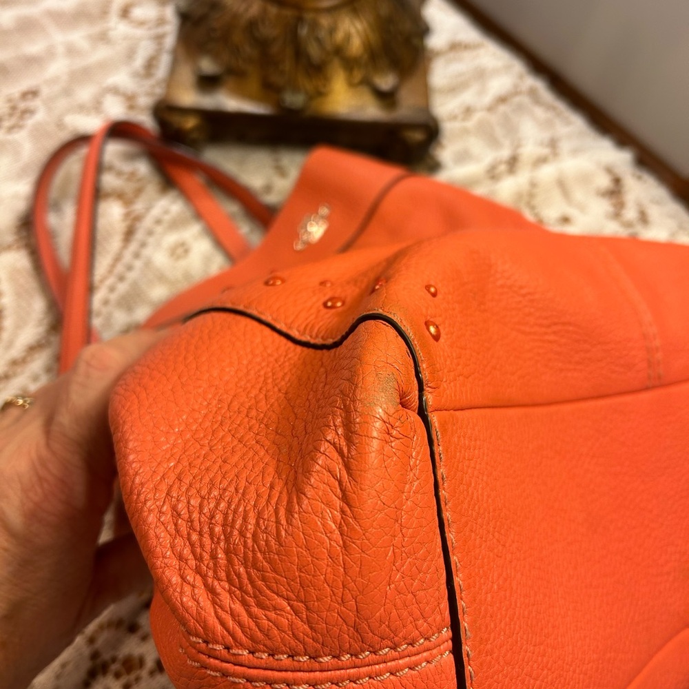 Coach Lexy Vibrant Orange Leather Shoulder Bag with Studs.  With wallet - Picture 8 of 15